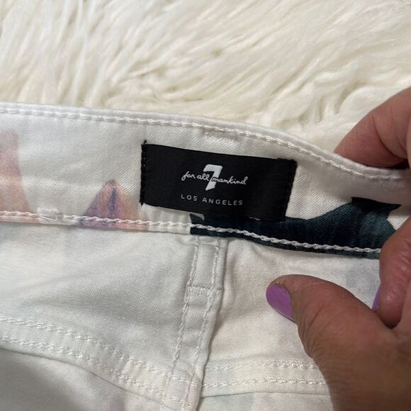 7 FOR FOR ALL MANKIND Floral Print The Ankle Skinny Jeans Size 26 - Picture 6 of 13